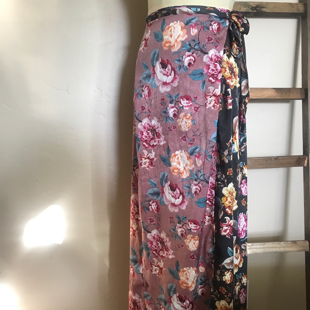 Floral Wrap Maxi Skirt